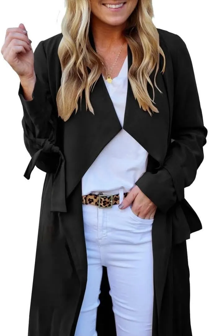 Women's Long Sleeve Open Front Casual Jackets Trendy Lapel Collar Lightweight Blazer