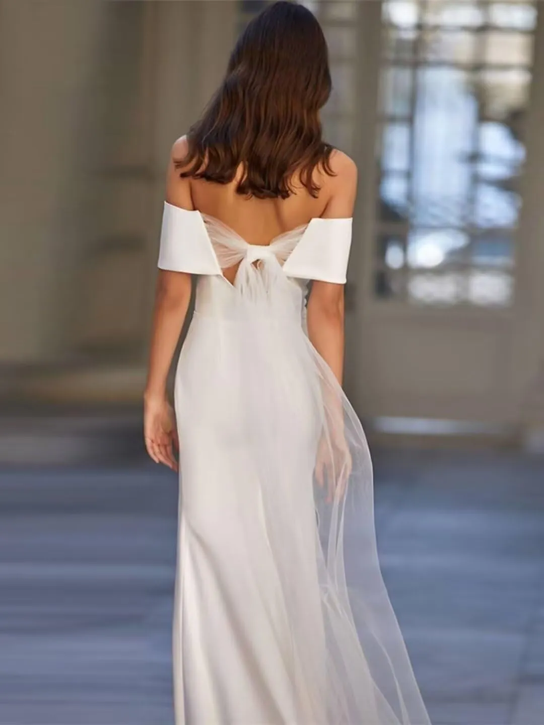 Women's Mermaid Satin Wedding Dress for Bride Off The Shoulder Sweetheart Floor Length Wedding Gown for Women