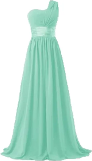 Women's One Shoulder Chiffon Long Evening Dress Floor Length Trailing Bridesmaid Gown