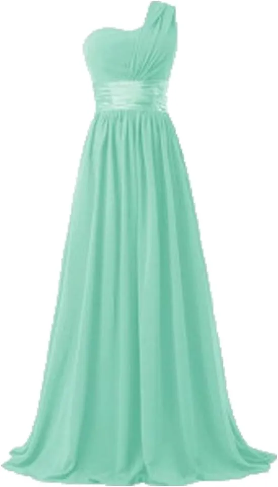 Women's One Shoulder Chiffon Long Evening Dress Floor Length Trailing Bridesmaid Gown