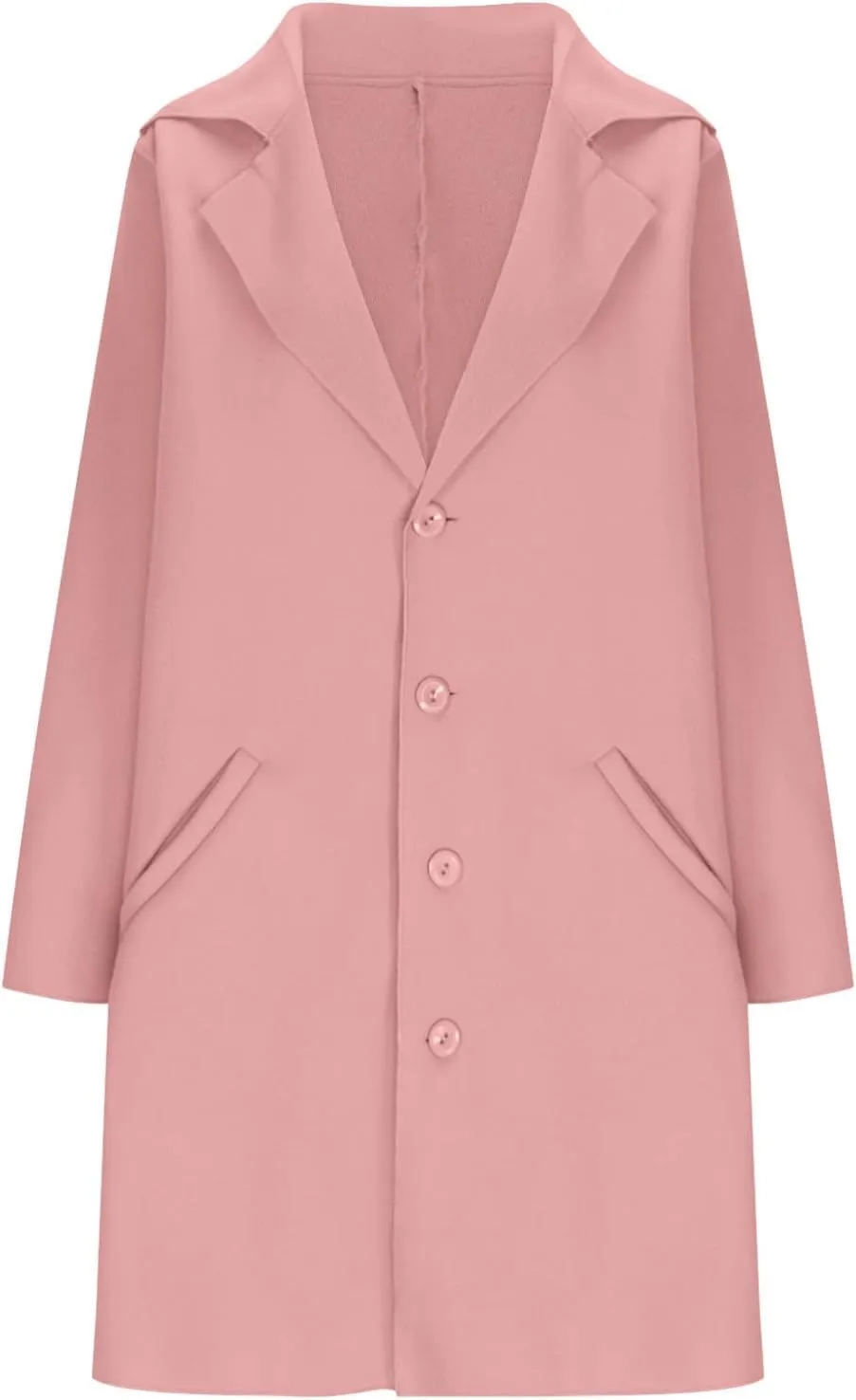 Womens Pea Coat 2024 Fall Winter Woolen Blend Button Down Trench Coat with Pockets Dressy Casual Lapel Trench Coats