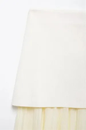 Women's Pleated Knit Skirt Elastic High Waist Midi A Line Skirt Basic Office Elegant Casual Skirt