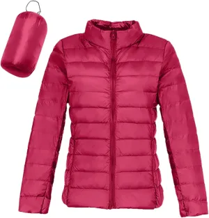 Womens Puffer Jacket 2024 Winter Warm Packable Down Jacket Lightweight Slim Fit Hooded Jacket Short Duck Down Coat