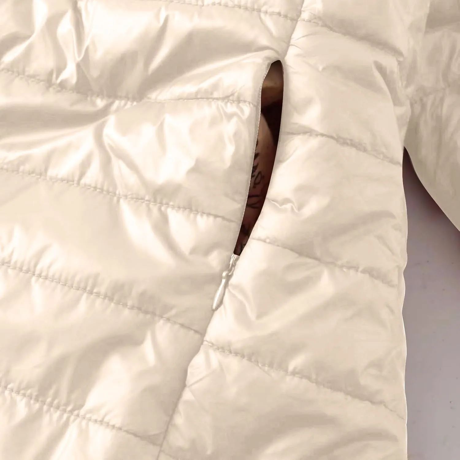 Womens Quilted Jackets Fleece Lined Zip Up Hoodie Jacket Padded Cotton Winter Lamb Coat Warm Sweater Coats