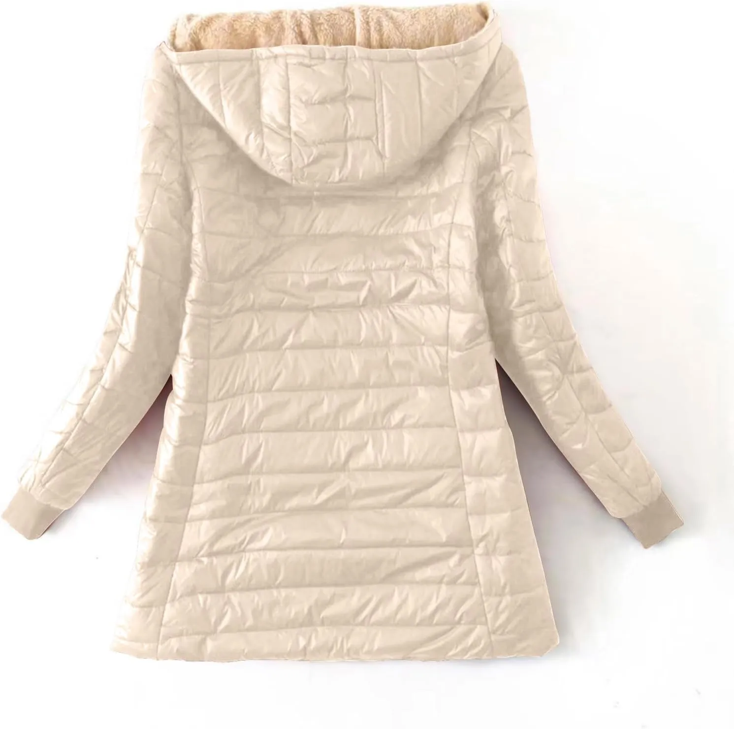 Womens Quilted Jackets Fleece Lined Zip Up Hoodie Jacket Padded Cotton Winter Lamb Coat Warm Sweater Coats