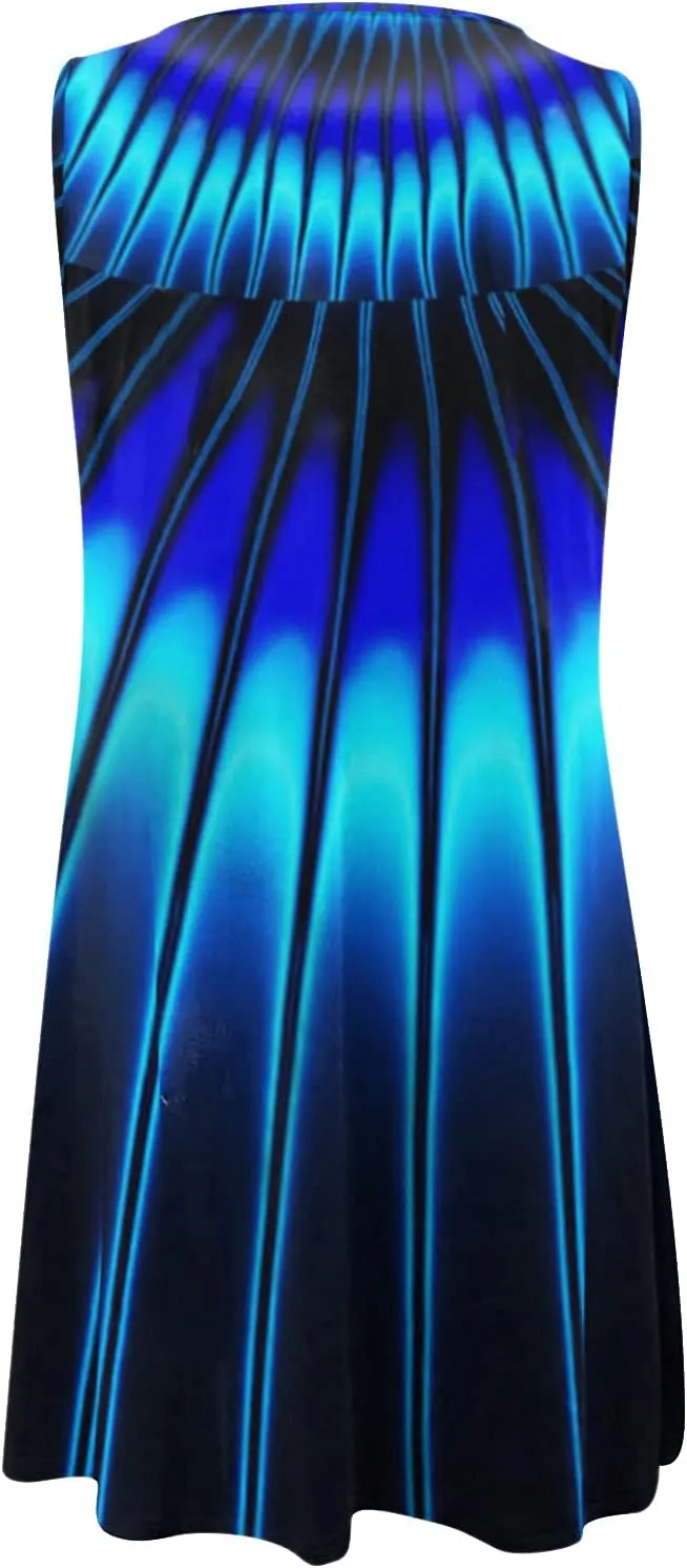 Women's Summer Dress Casual Sundresses Sleeveless Crew Neck Mini Short Dress Printed A-Line Boho Beach Dresses