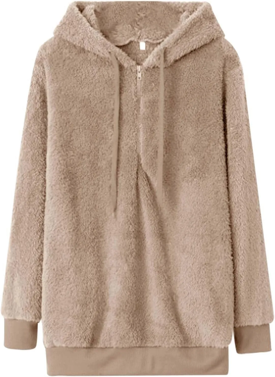 Womens Sweateshirt Oversized Pullover Hoodie Fuzzy Fleece Sweatshirt Fluffy Coat Winter Warm Coat Outwear with Pocket