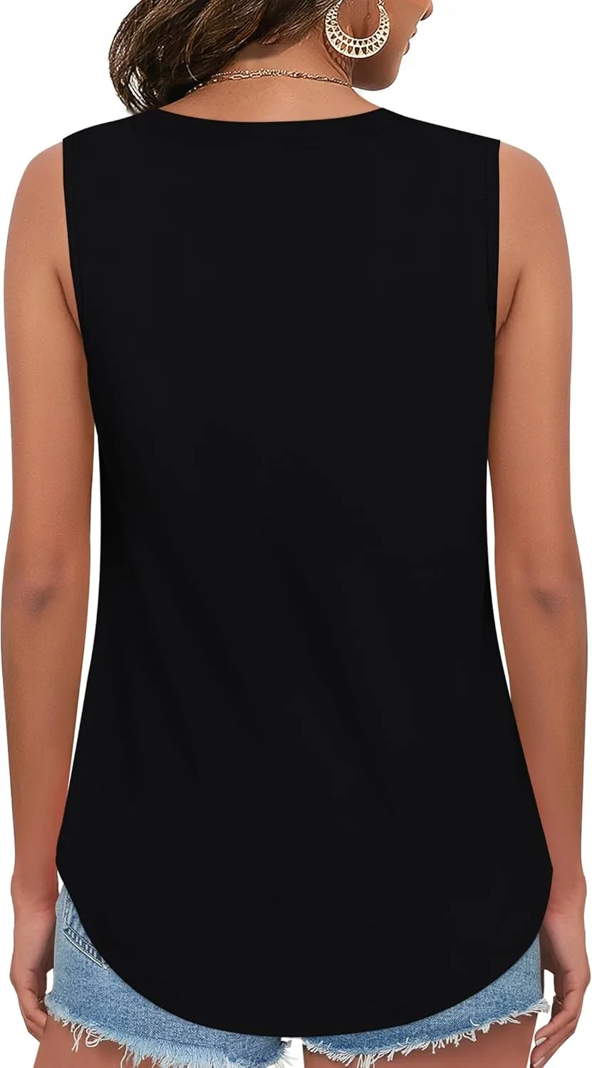 Womens Tank Tops V Neck Summer Casual Sleeveless Cotton Tee Shirts
