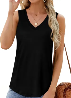 Womens Tank Tops V Neck Summer Casual Sleeveless Cotton Tee Shirts