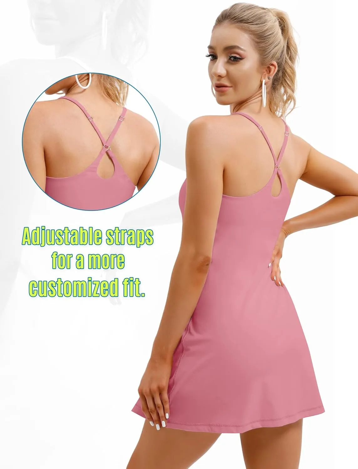 Womens Tennis Dress, Athletic Dress with Built-in Bra & Shorts Pockets Summer Dresses for Women Golf Outfits for Workout