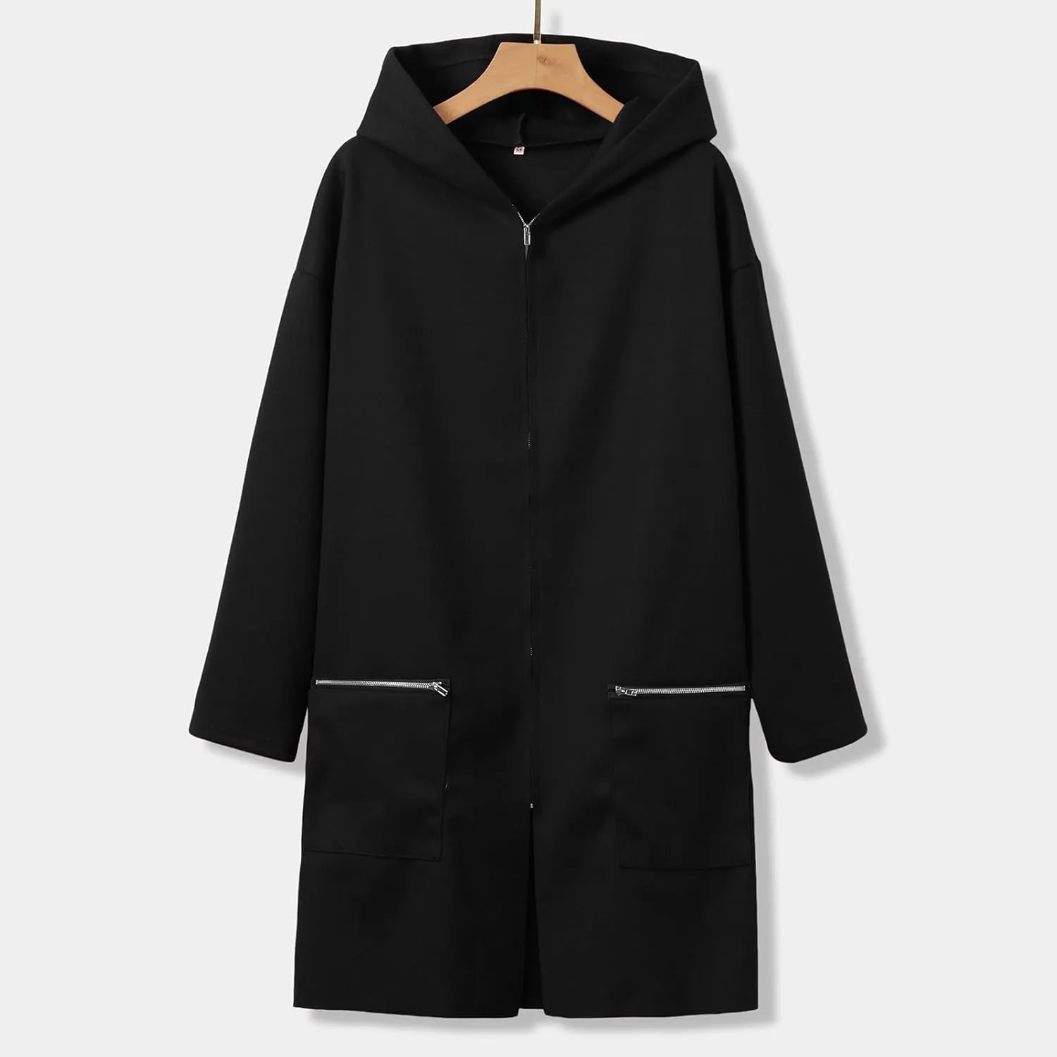 Women's Trench Coat Elegant Plain Long Sleeve Zip Up Winter Jacket Lapel Fuzzy Fleece Casual Solid Color Jackets
