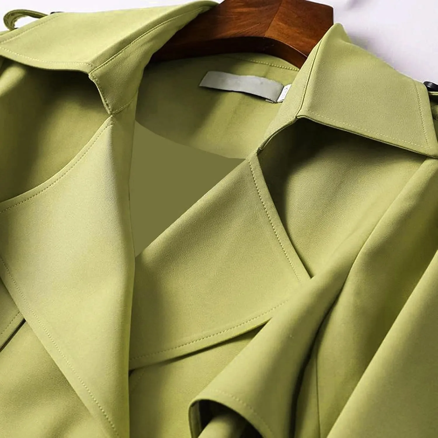 Womens Trench Coat Long Double Breasted Jacket Classic Elegant Windproof Lapel Overcoat with Belt Fall Winter Outwear