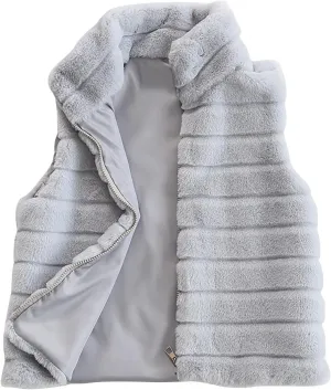 Womens Vest Fuzzy Fleece Cropped Winter Coats Plus Size Sleeveless Sweaters Faux Fur Shaggy Open Front Short Cardigan