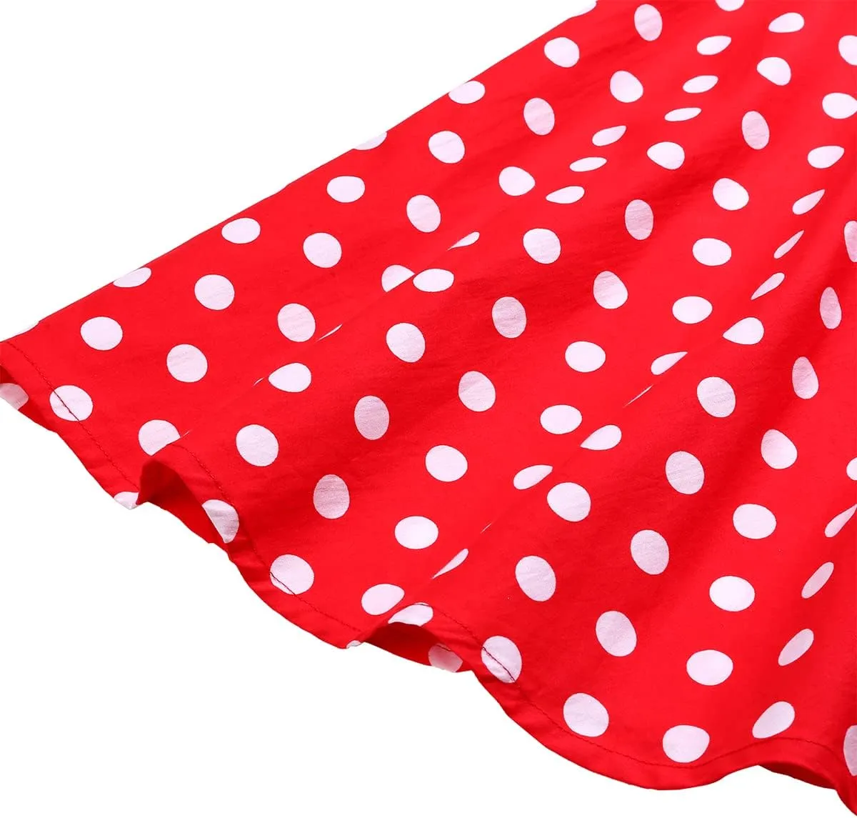 Women's Vintage Pleated Polka Dots Printed Basic A-line Swing Midi Skirt