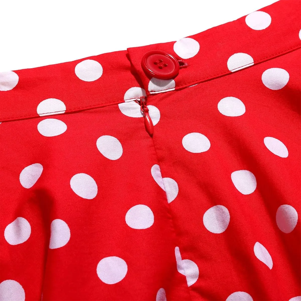 Women's Vintage Pleated Polka Dots Printed Basic A-line Swing Midi Skirt
