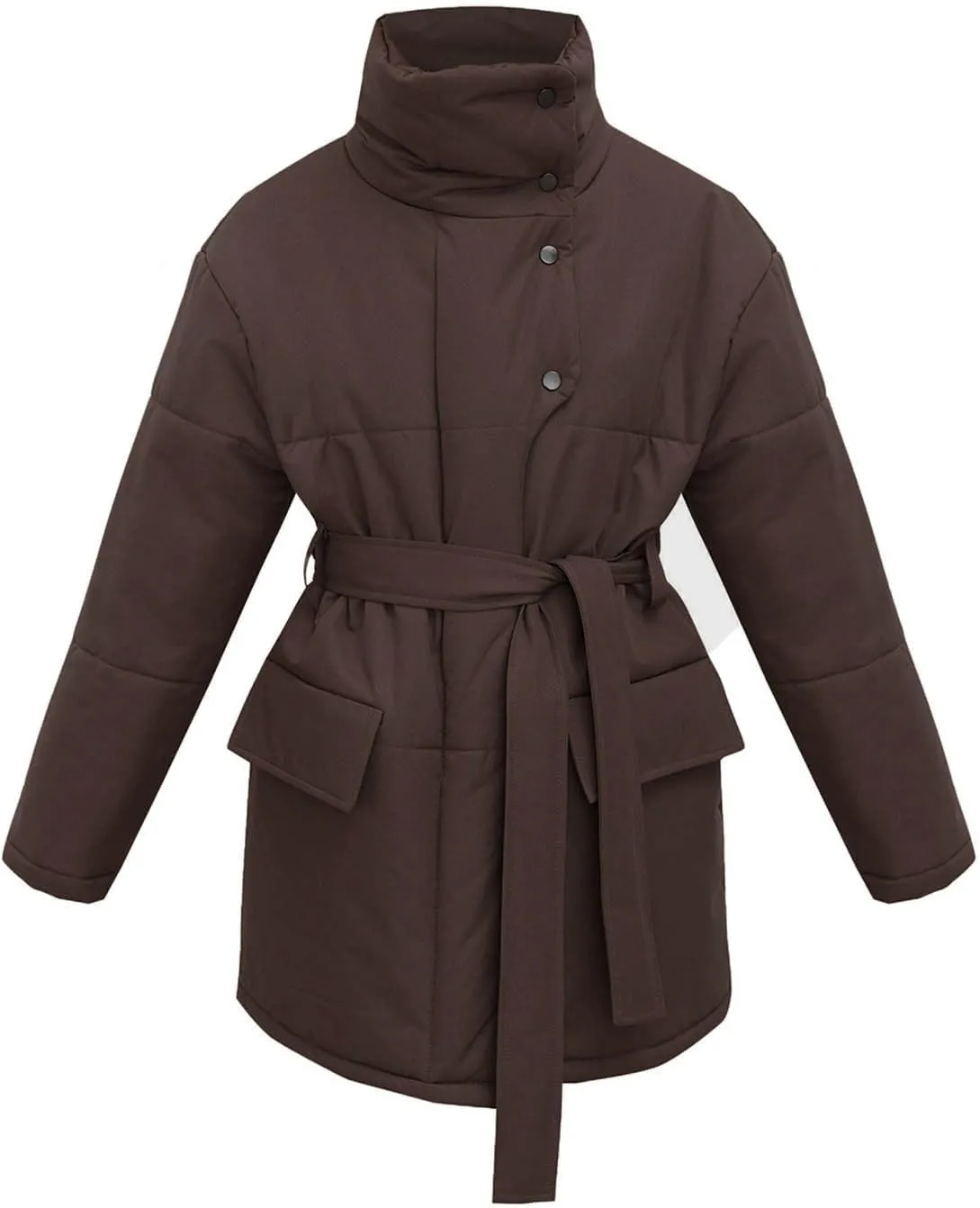 Women's Winter Jackets Plus Size Warm Loose Zip Up Quilted Jacket Long Down Winter Coats for Women 2024 with Belt