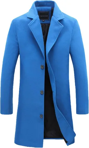 Wool Coats Men Big and Tall Pea Coat Single Breasted Winter Trenchcoats Warm Business Overcoats Outerwear Windbreaker