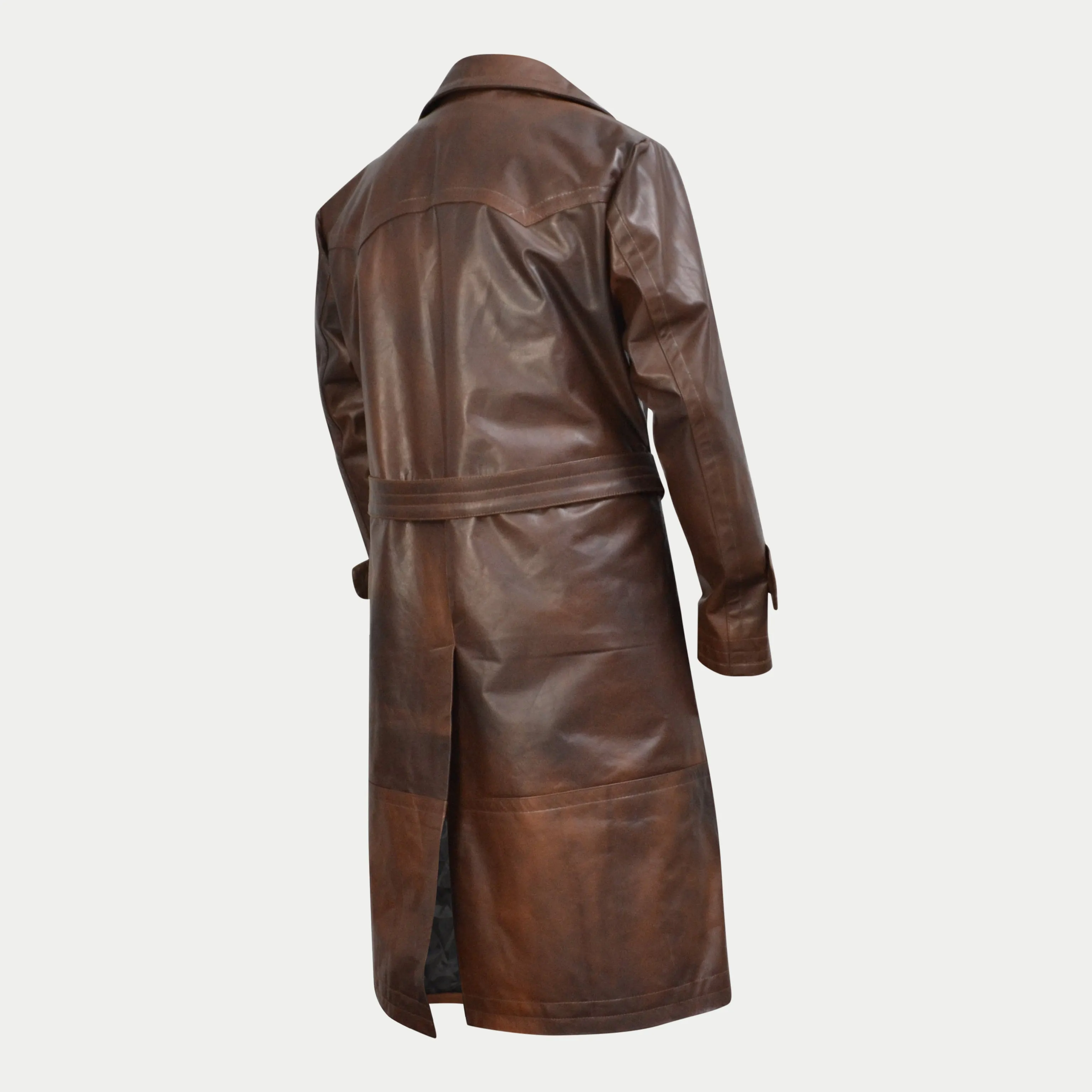 World War 1 R.F.C. Genuine Leather Flying Trench Belted Waxed Coat