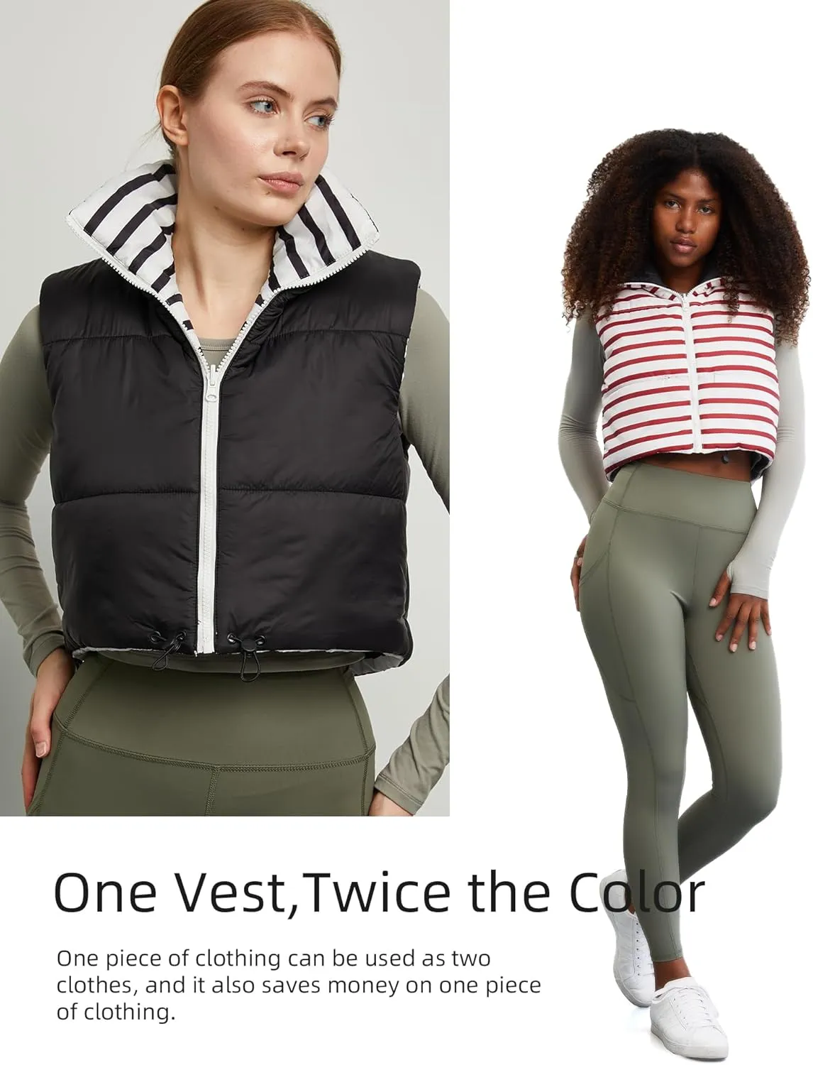 Xeoxarel Women's Crop Puffer Vest with Pockets (XS-XXL)