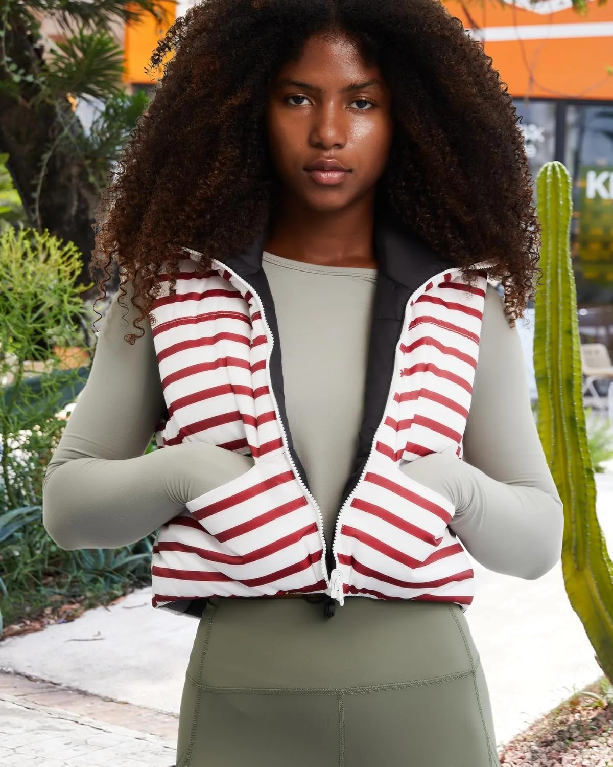 Xeoxarel Women's Crop Puffer Vest with Pockets (XS-XXL)