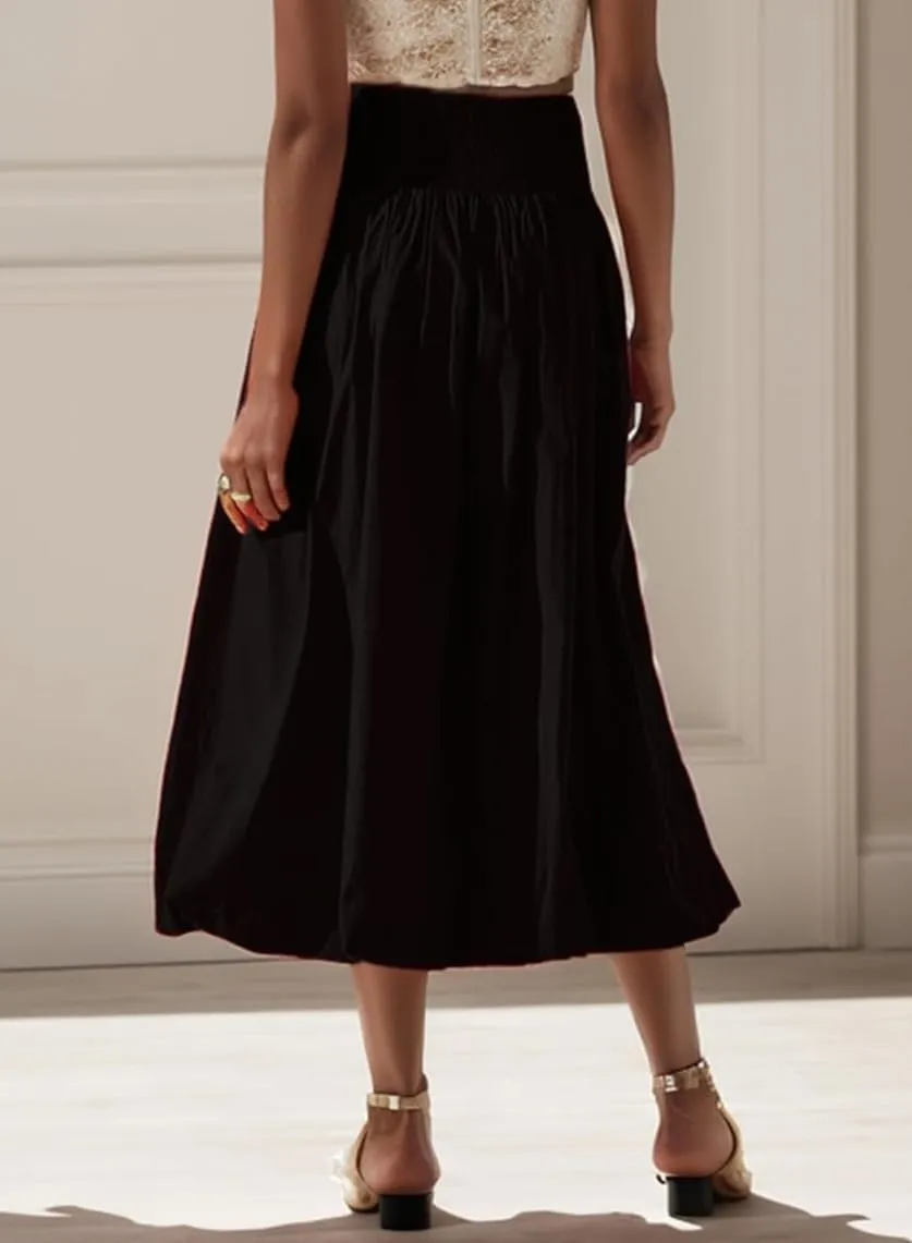 Y2k Cute Bubble Maxi Skirt for Women Low Rise Aline Flowy Puffy Long Skirt Fairy Ruffle Pleated Balloon Skirt