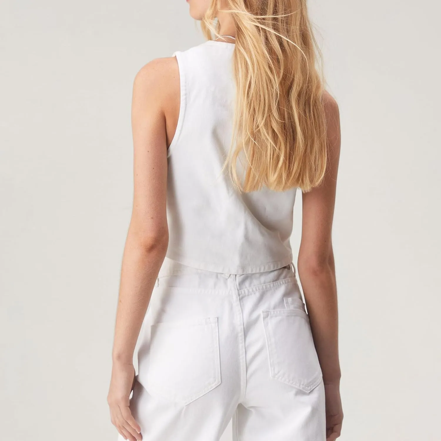 Y2k Tie Front Vest Top Sleeveless Denim Tank Tops Deep V Neck Open Front Solid Color Vest Summer Streetwear