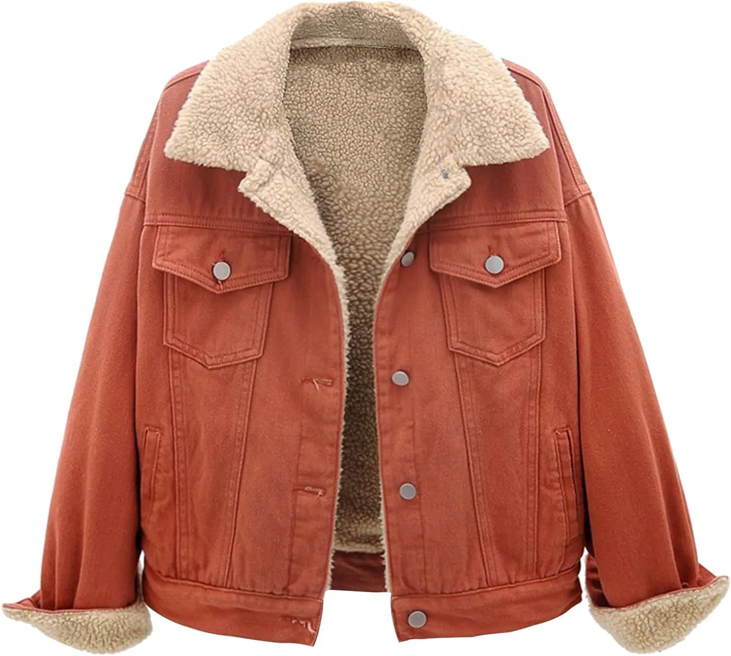 yardsong Denim Jackets for Women Winter Warm Fuzzy Fleece Lined Jean Coats Button Down Lapel Collar Trucker Outerwear