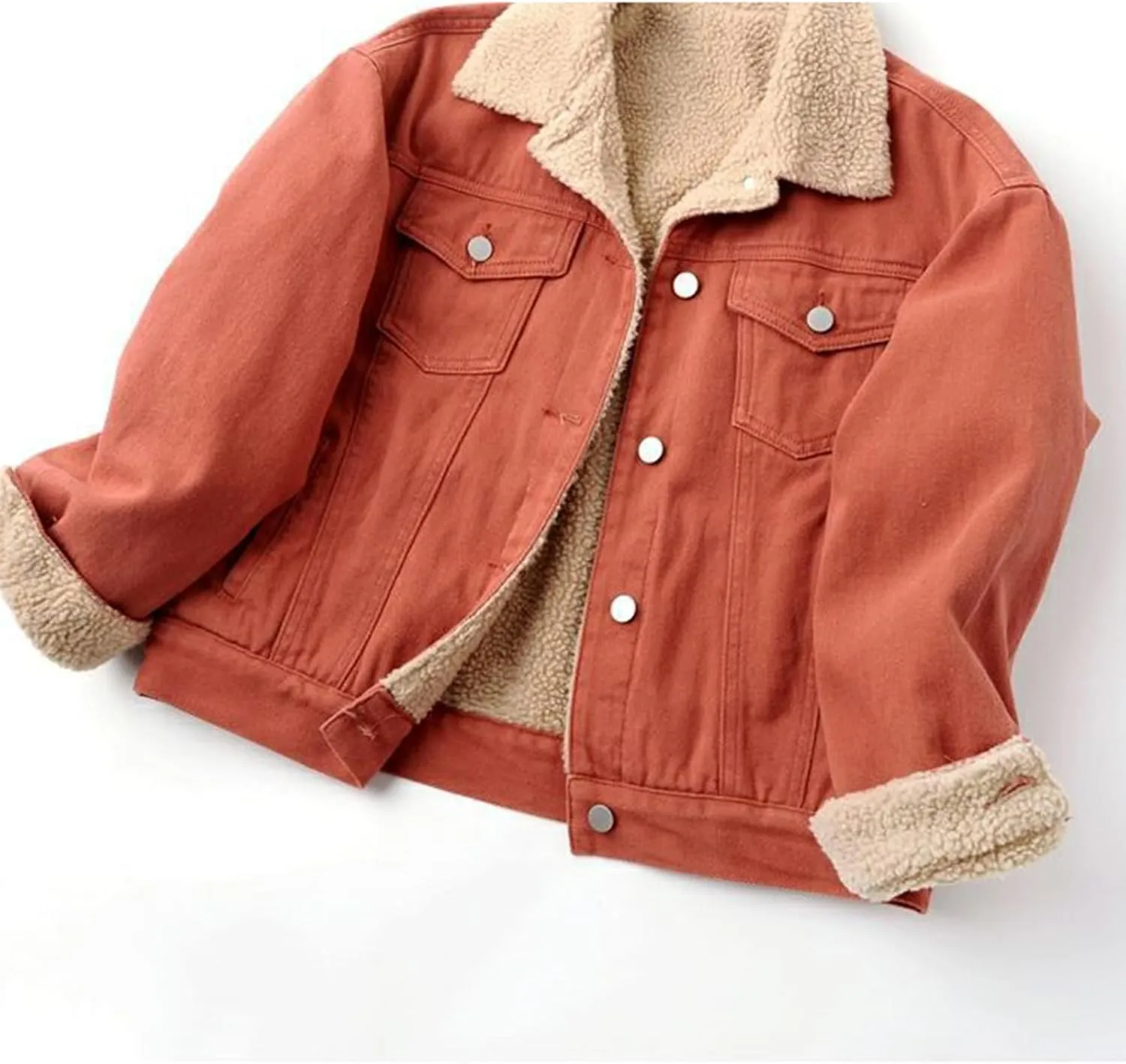yardsong Denim Jackets for Women Winter Warm Fuzzy Fleece Lined Jean Coats Button Down Lapel Collar Trucker Outerwear