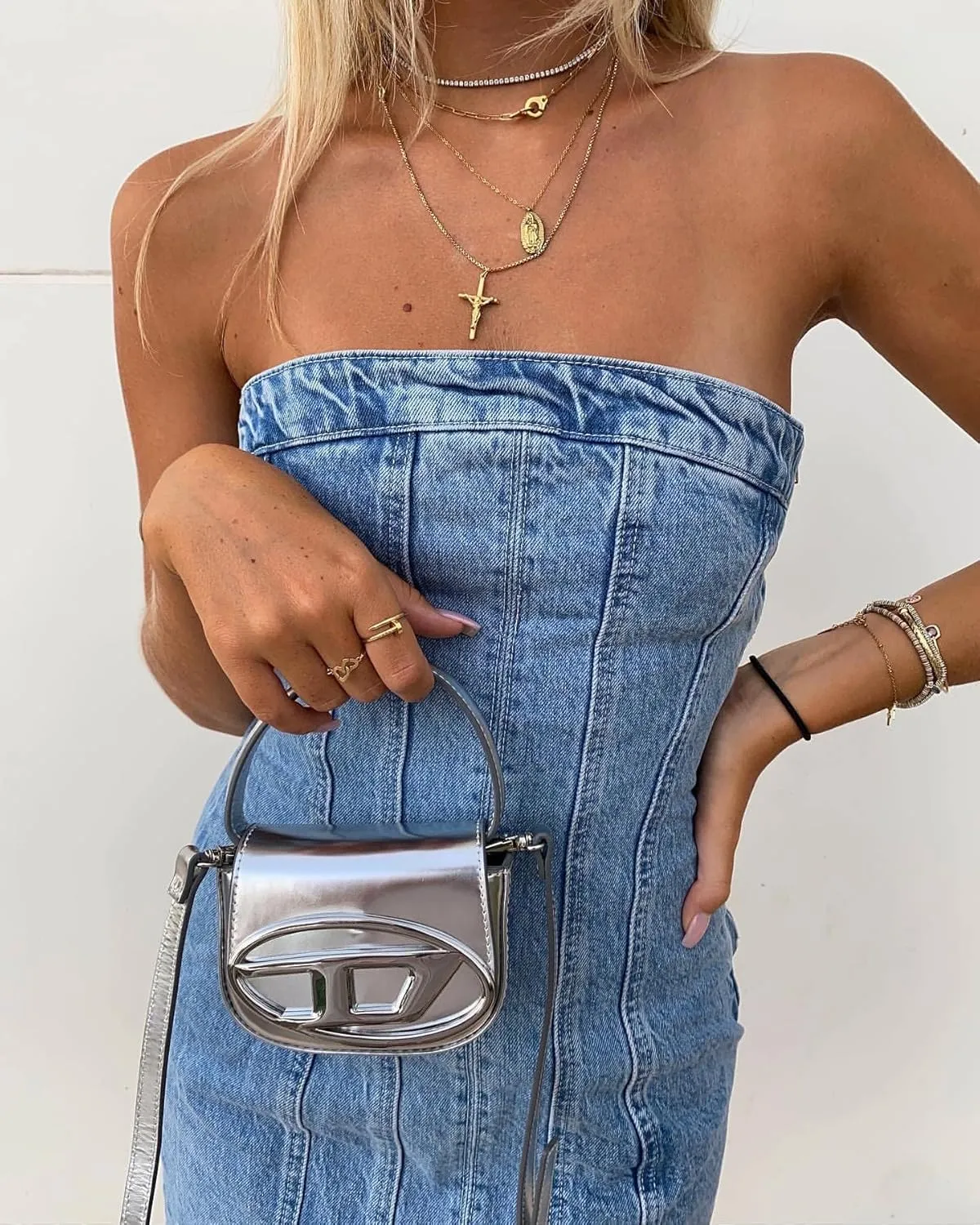 YELLOOP Y2k Mini Dress Denim Tube Dress for Women Trendy Club Dresses for Women Going Out Dresses for Women