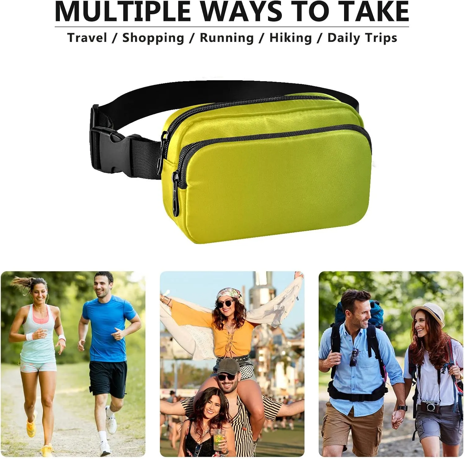 Yellow Gradient Fanny Pack for Women Men Belt Bag Crossbody Waist Pouch Waterproof Everywhere Purse Fashion Sling Bag for Running Hiking Workout Travel