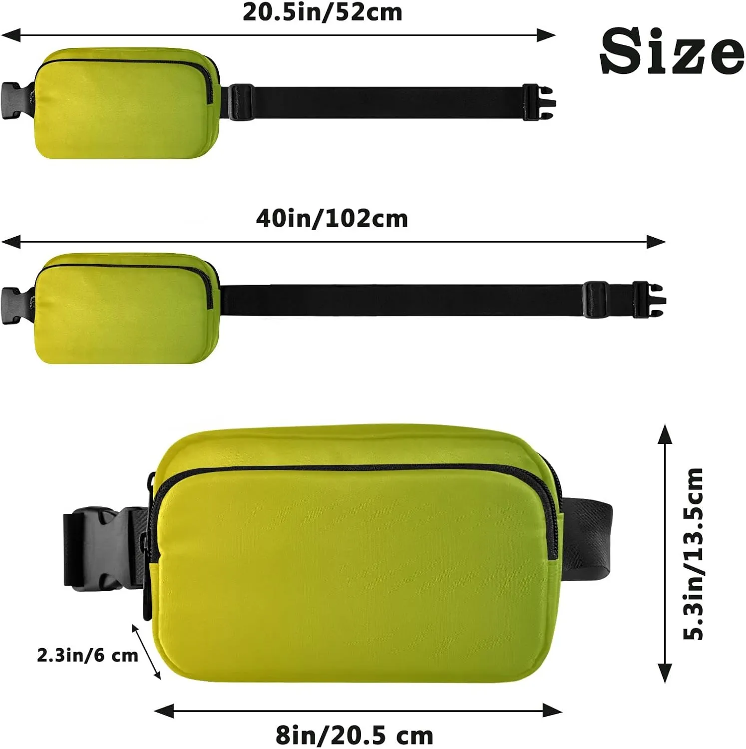 Yellow Gradient Fanny Pack for Women Men Belt Bag Crossbody Waist Pouch Waterproof Everywhere Purse Fashion Sling Bag for Running Hiking Workout Travel