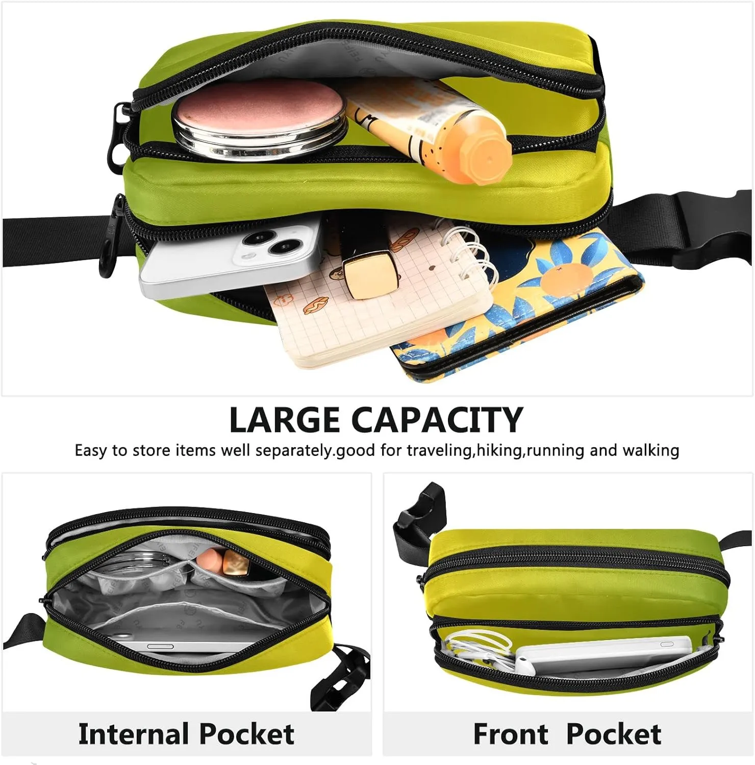 Yellow Gradient Fanny Pack for Women Men Belt Bag Crossbody Waist Pouch Waterproof Everywhere Purse Fashion Sling Bag for Running Hiking Workout Travel