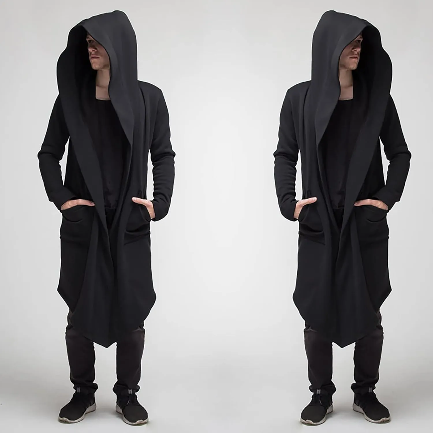 Ymosrh Light Rain Jacket Mens Men's Slim Long Hooded Cardigan Warm Woolen Coat Jacket Jackets for Men Waterproof