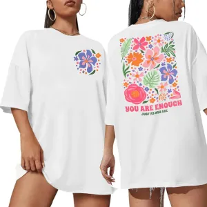 You are Enough Shirt Women Oversized Dear Person Behind Me T-Shirt Mental Health Inspirational Short Sleeve Tee Tops