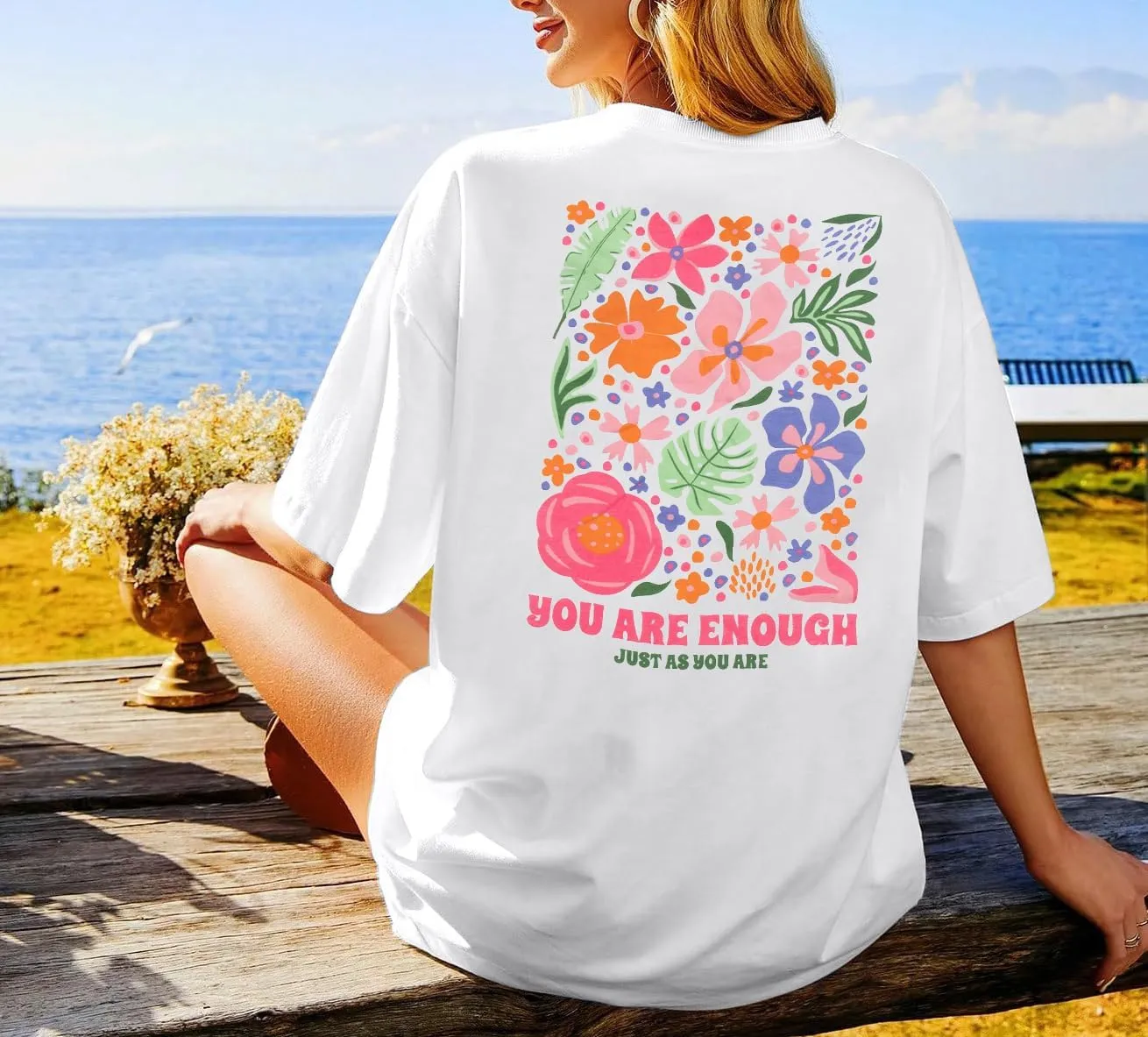You are Enough Shirt Women Oversized Dear Person Behind Me T-Shirt Mental Health Inspirational Short Sleeve Tee Tops