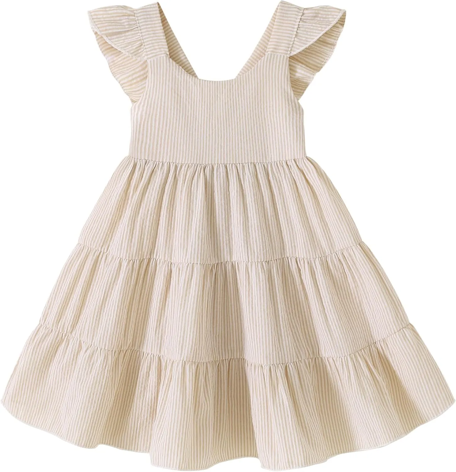 YOUNGER TREE Toddler Baby Girls Dress Summer Ruffle Sleeve Halter Casual Kids Beach Sundress
