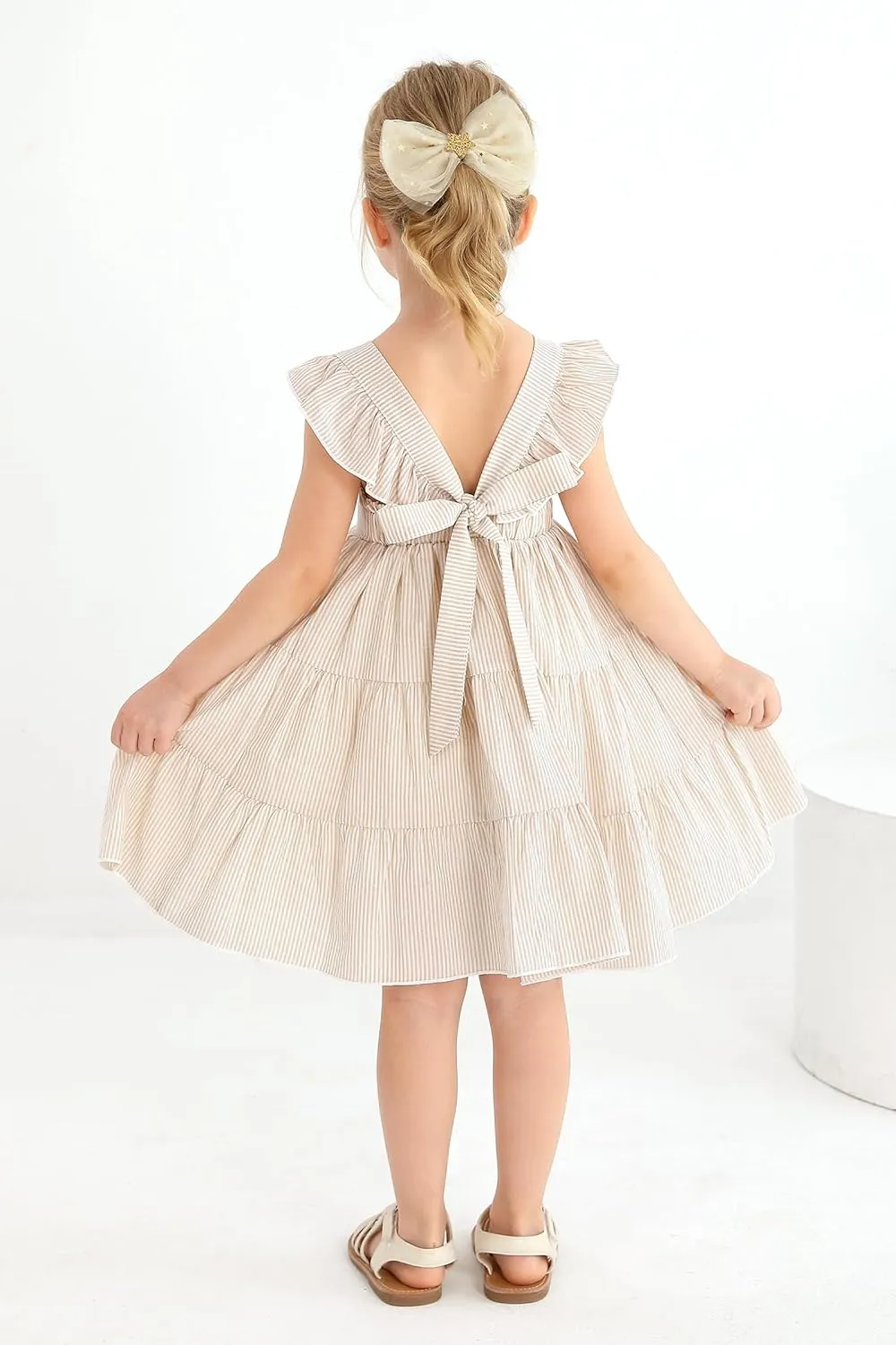 YOUNGER TREE Toddler Baby Girls Dress Summer Ruffle Sleeve Halter Casual Kids Beach Sundress