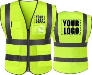 yunzhenbusiness High Visibility Reflective Safety Vest Custom Your Text on Workwear Vest