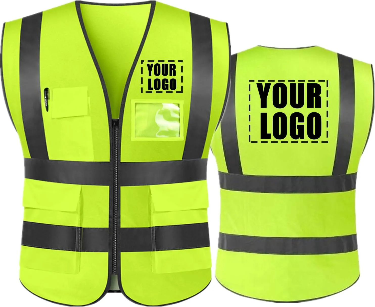 yunzhenbusiness High Visibility Reflective Safety Vest Custom Your Text on Workwear Vest