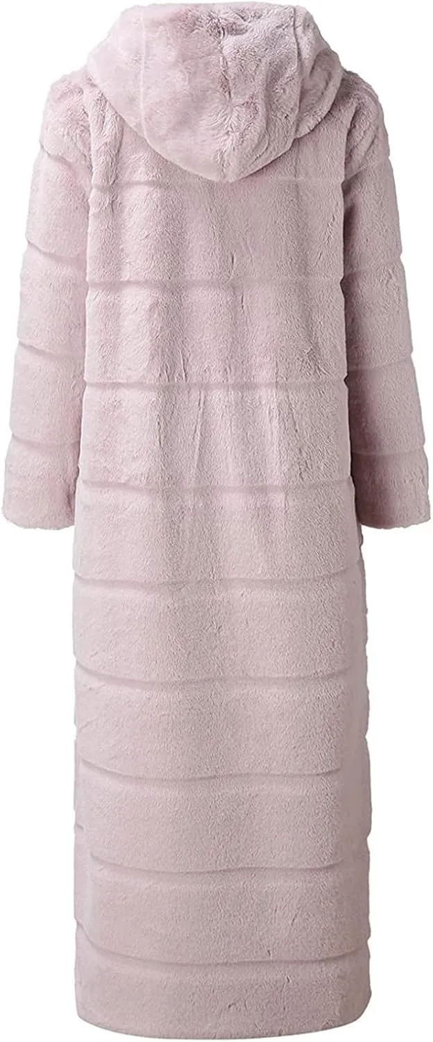 ZDRZK Womens Winter Coats With Plus Size Long Sleeve Faux Fur Open Front Hooded Cardigans 2023 Fashion Winter Outerwear